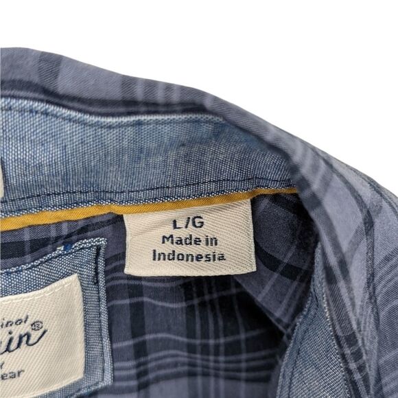 Original Penguin Men's Blue Button Up Long Sleeve Shirt SZ L - Picture 4 of 5